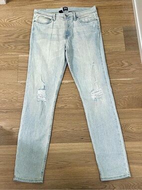 BDG Light Wash Distressed Slim Straight Jeans